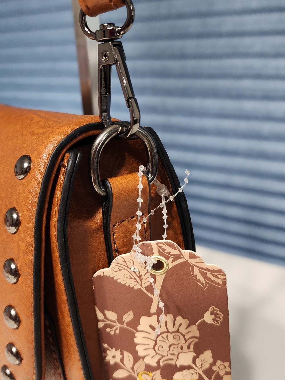 Western Embroidered Floral Tan Crossbody Bag with Stud Accents - Picture 4 of 10